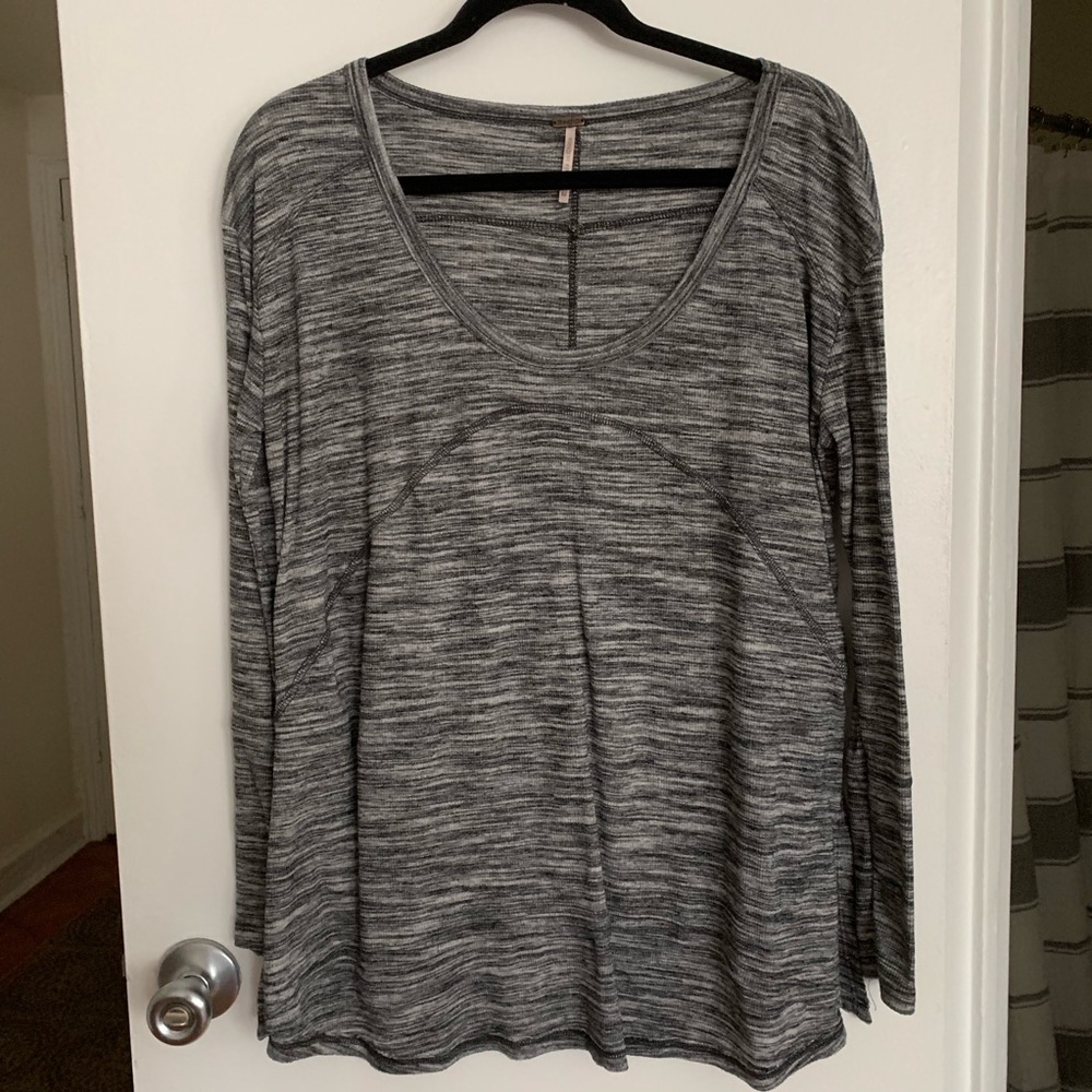 Heathered Grey Long Sleeve Top